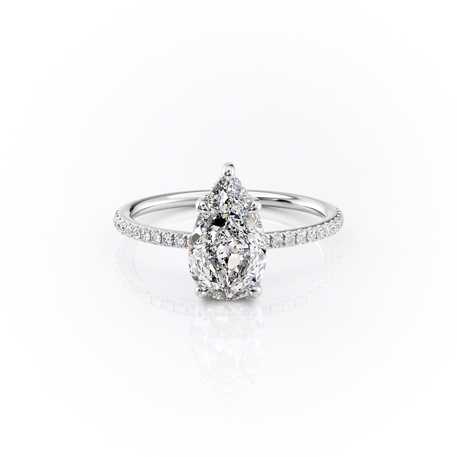 The Pave Sarah Set With A 3.5 Carat Pear Moissanite