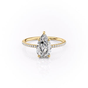 The Pave Sarah Set With A 1.5 Carat Pear Moissanite