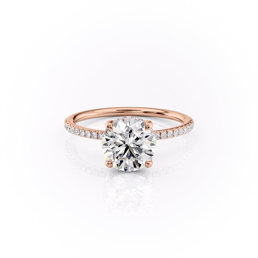 The Pave Sarah Set With A 1.5 Carat Round Moissanite