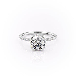 The Pave Sarah Set With A 3.5 Carat Round Moissanite