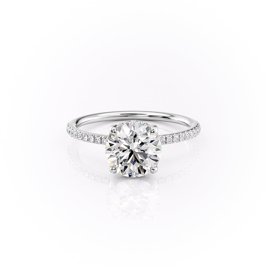 The Pave Sarah Set With A 3.5 Carat Round Moissanite