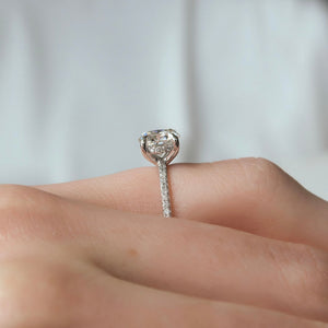 The Pave Sarah Set With A 2.5 Carat Round Moissanite