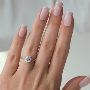 The Pave Sarah Set With A 2.5 Carat Round Moissanite