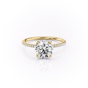The Pave Sarah Set With A 1.5 Carat Round Moissanite