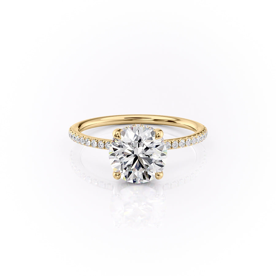The Pave Sarah Set With A 4.5 Carat Round Moissanite