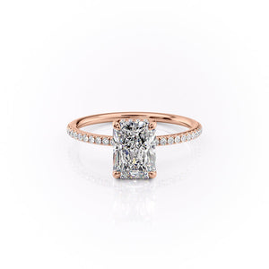 The Pave Sarah Set With A 2.5 Carat Radiant Moissanite