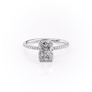 The Pave Sarah Set With A 4.5 Carat Radiant Moissanite