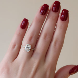 The Pave Sarah Set With A 1 Carat Radiant Lab Diamond