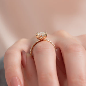 The Pave Sarah Set With A 1 Carat Radiant Lab Diamond