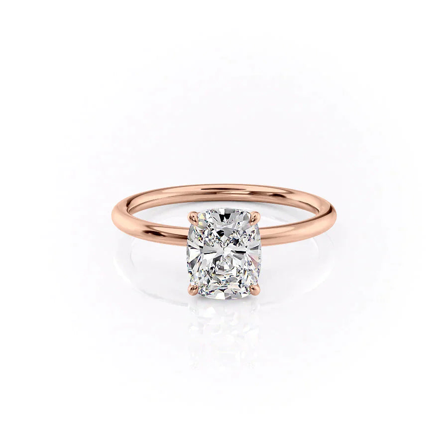 The Lily Set With A 2.5 Carat Elongated Cushion Lab Diamond