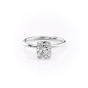 The Lily Set With A 1 Carat Elongated Cushion Lab Diamond