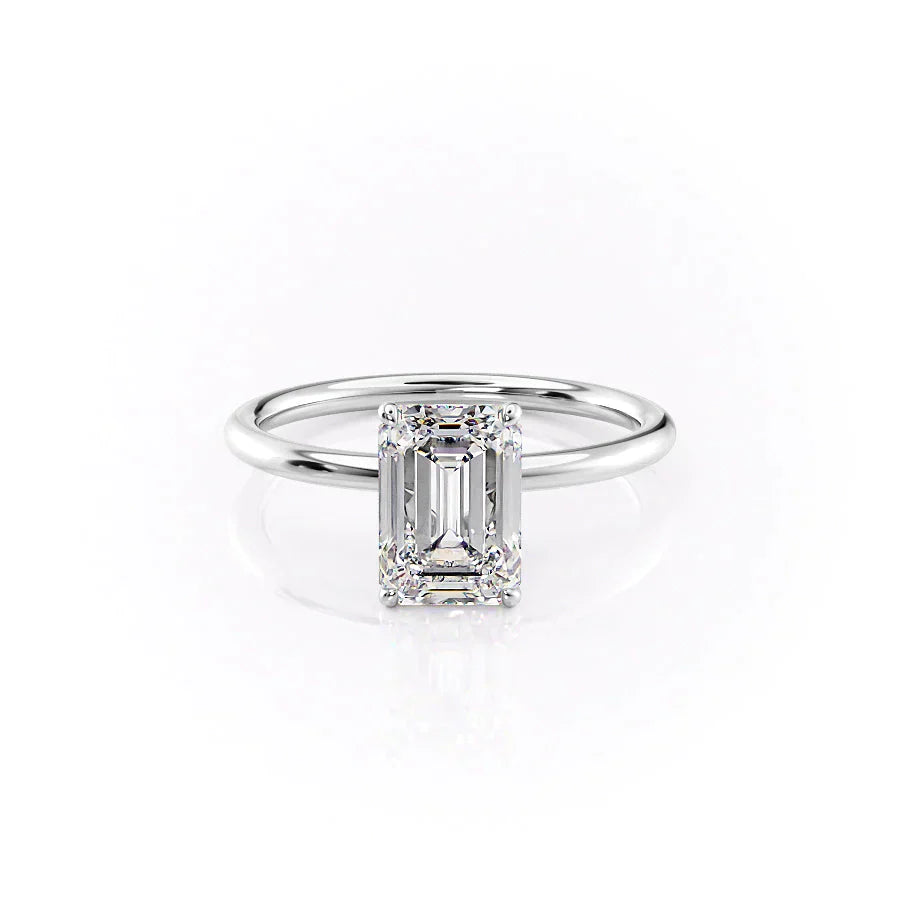 The Lily Set With A 2.5 Carat Emerald Moissanite
