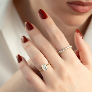 The Lily Set With A 3 Carat Emerald Lab Diamond