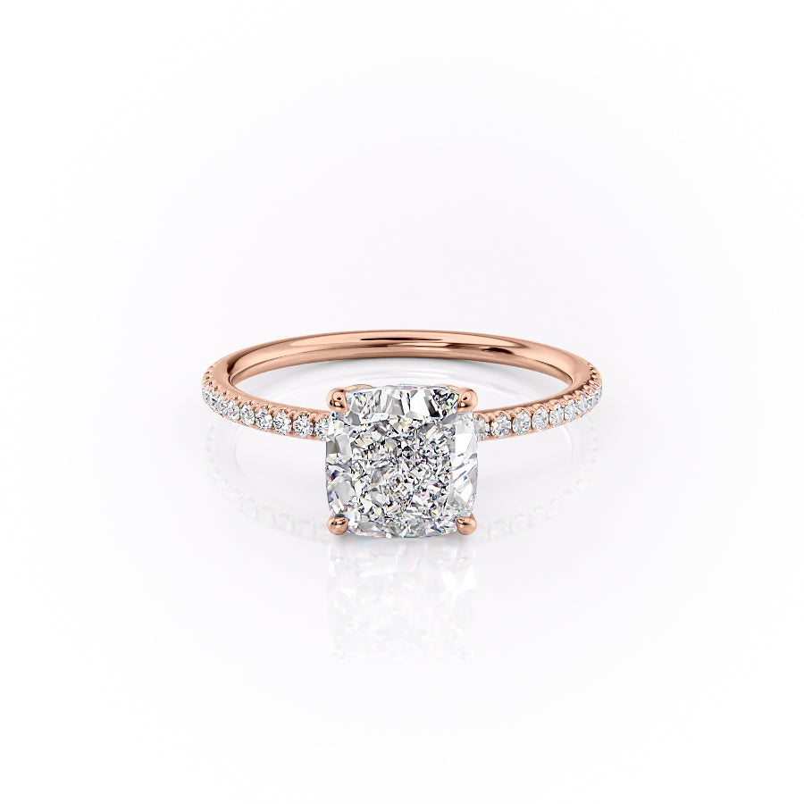 The Pave Lily Set With A 1 Carat Cushion Lab Diamond