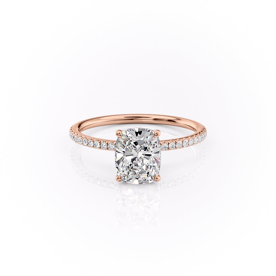 The Pave Lily Set With A 2.5 Carat Elongated Cushion Moissanite