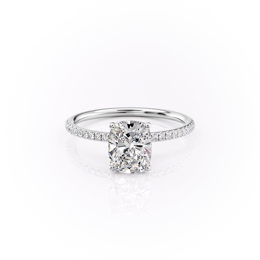 The Pave Lily Set With A 1 Carat Elongated Cushion Lab Diamond
