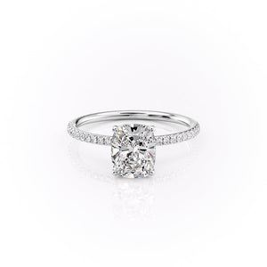 The Pave Lily Set With A 2.5 Carat Elongated Cushion Lab Diamond