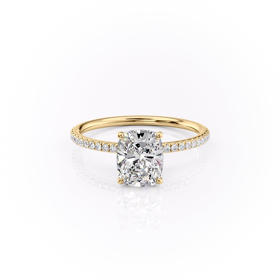 The Pave Lily Set With A 2.5 Carat Elongated Cushion Moissanite
