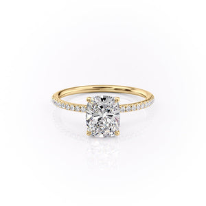 The Pave Lily Set With A 2.5 Carat Elongated Cushion Moissanite