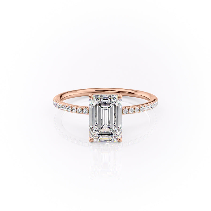 The Pave Lily Set With A 1 Carat Emerald Lab Diamond