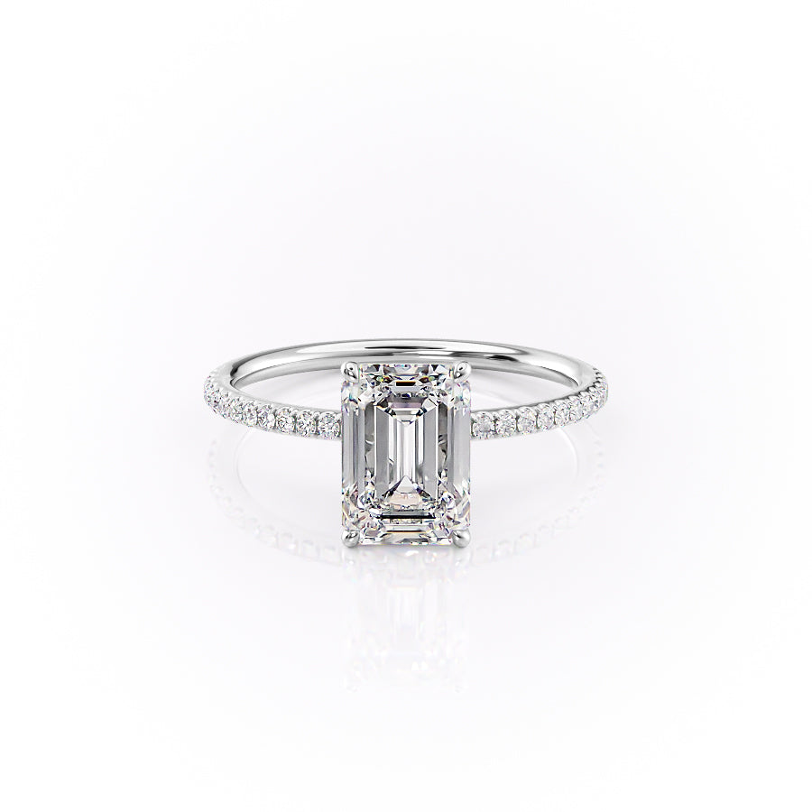 The Pave Lily Set With A 1 Carat Emerald Lab Diamond