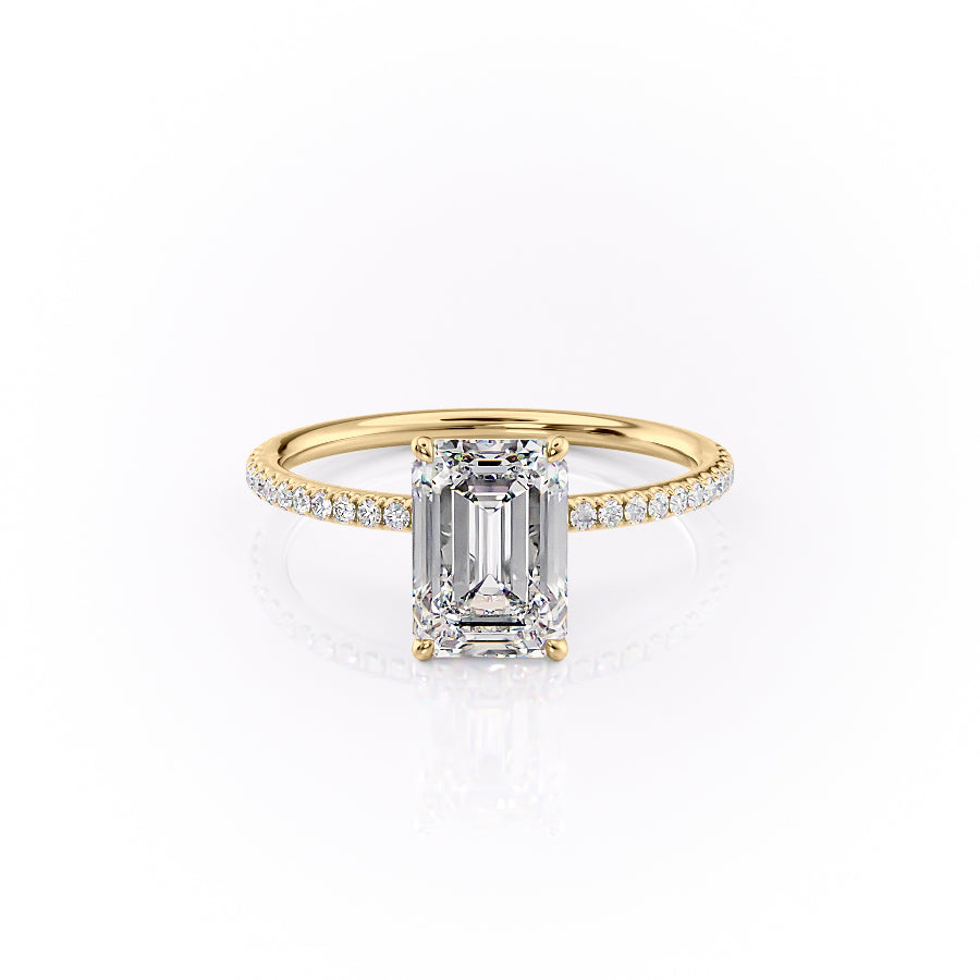The Pave Lily Set With A 1 Carat Emerald Lab Diamond