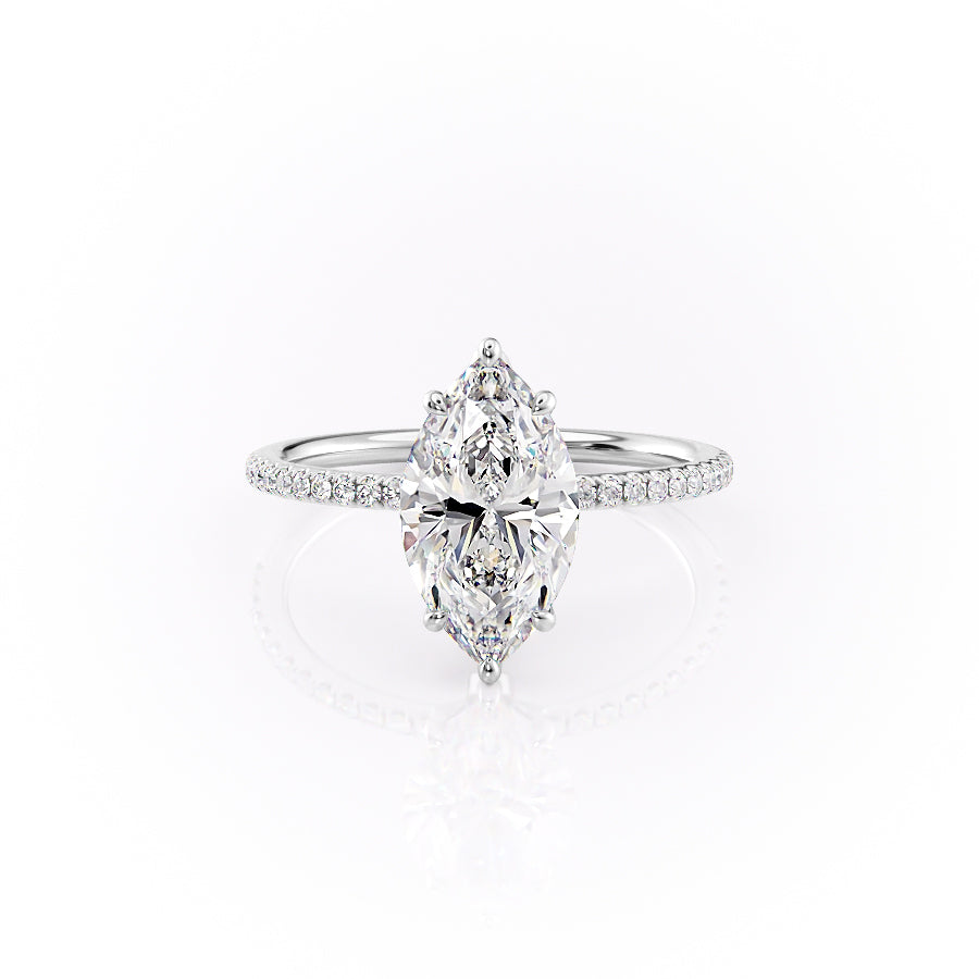 The Pave Lily Set With A 1.5 Carat Marquise Lab Diamond