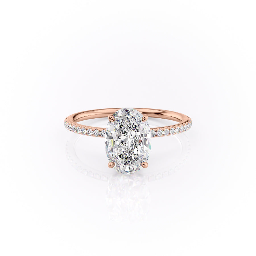 The Pave Lily Set With A 1 Carat Oval Lab Diamond