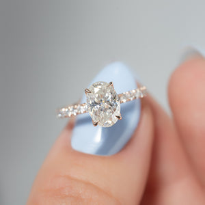 The Pave Lily Set With A 2 Carat Oval Lab Diamond