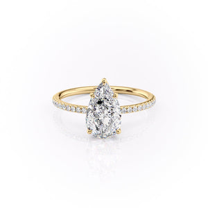The Pave Lily Set With A 2.5 Carat Pear Lab Diamond