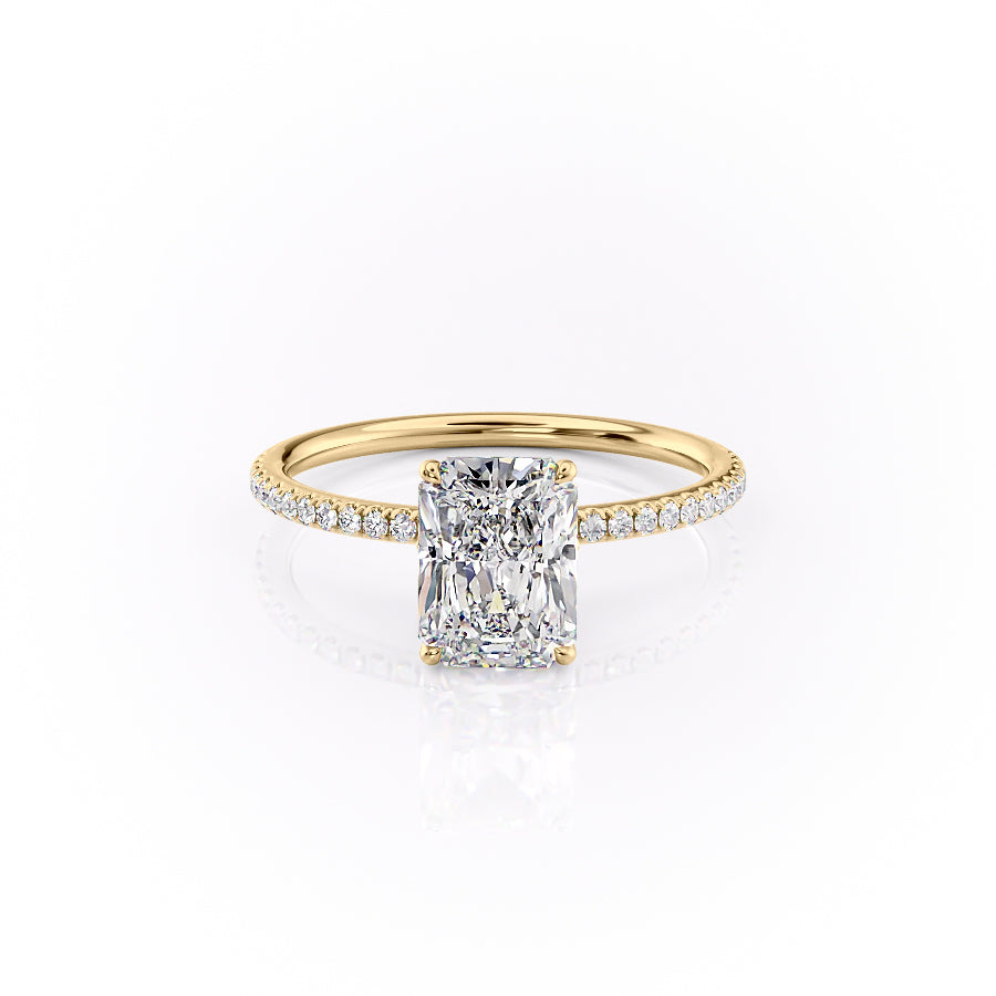 The Pave Lily Set With A 1.5 Carat Radiant Moissanite