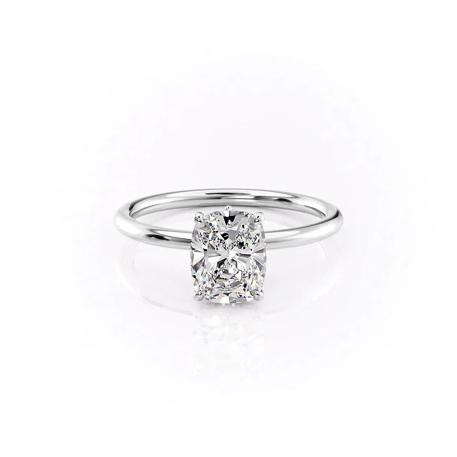 The Luna Set With A 4.5 Carat Elongated Cushion Moissanite