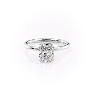 The Luna Set With A 1.5 Carat Elongated Cushion Moissanite