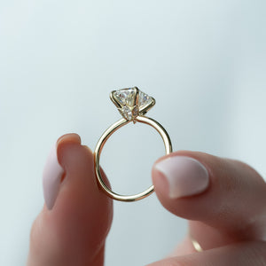 The Luna Set With A 2.5 Carat Elongated Cushion Moissanite