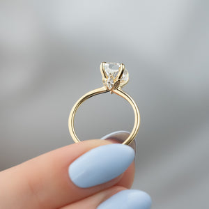 The Luna Set With A 2.5 Carat Elongated Cushion Moissanite