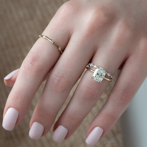 The Luna Set With A 2.5 Carat Elongated Cushion Moissanite