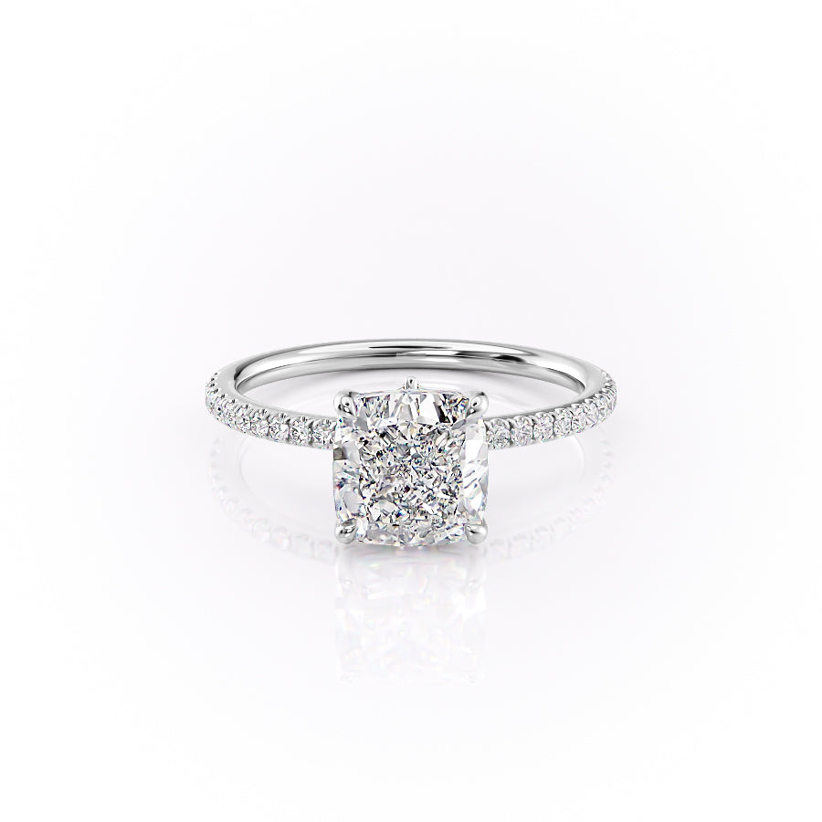 The Pave Luna Set With A 2.5 Carat Cushion Moissanite