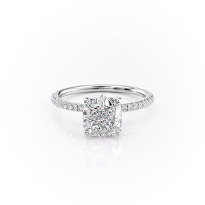 The Pave Luna Set With A 3.5 Carat Cushion Moissanite