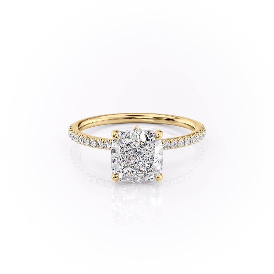 The Pave Luna Set With A 3.5 Carat Cushion Moissanite