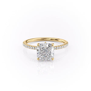 The Pave Luna Set With A 1 Carat Cushion Lab Diamond