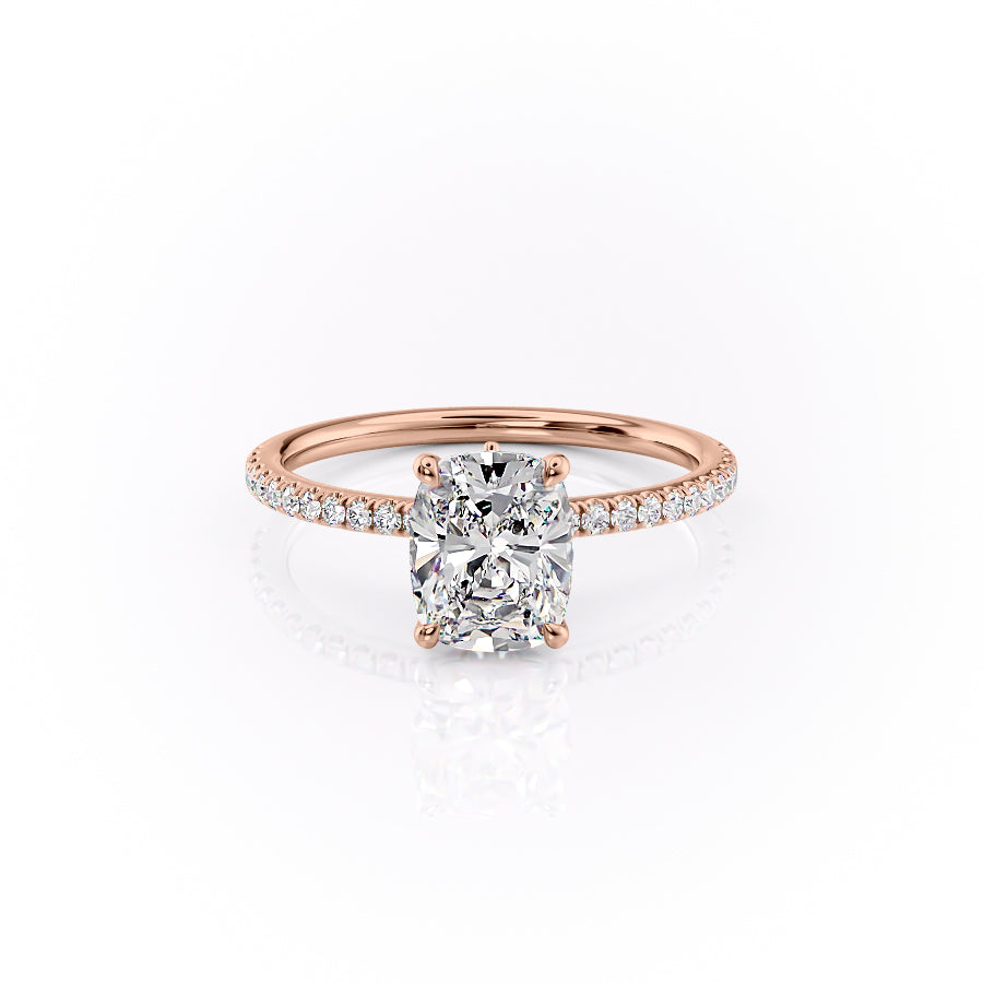 The Pave Luna Set With A 3.5 Carat Elongated Cushion Moissanite