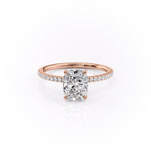 The Pave Luna Set With A 1.5 Carat Elongated Cushion Moissanite
