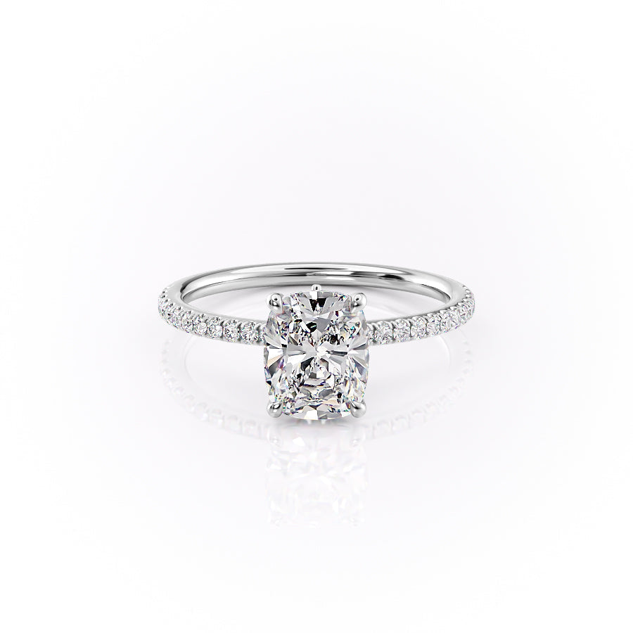 The Pave Luna Set With A Elongated Cushion Moissanite
