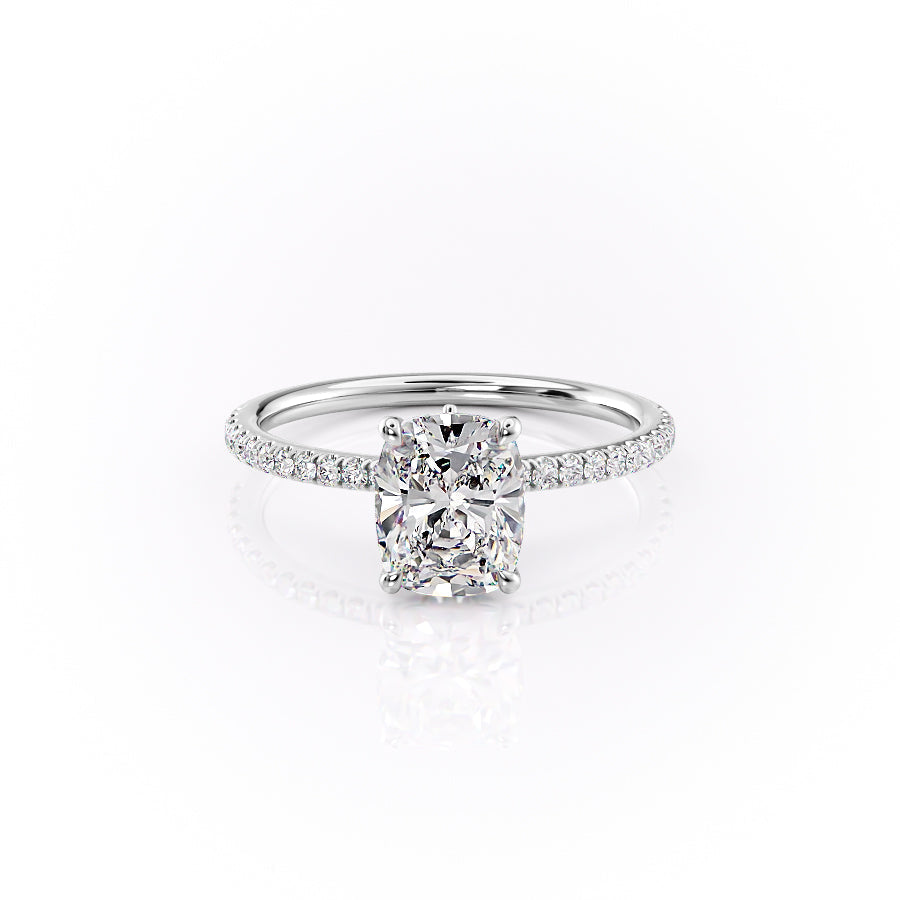 The Pave Luna Set With A 1.5 Carat Elongated Cushion Lab Diamond