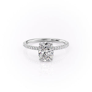 The Pave Luna Set With A 1.5 Carat Elongated Cushion Lab Diamond