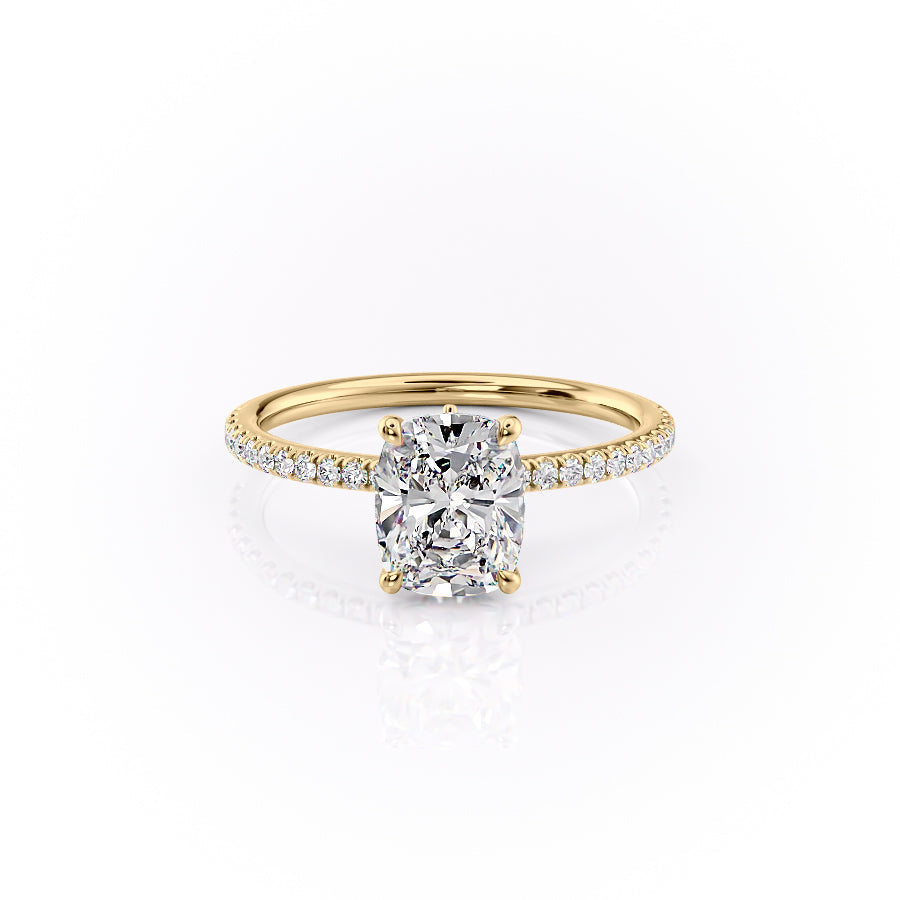 The Pave Luna Set With A 4.5 Carat Elongated Cushion Moissanite