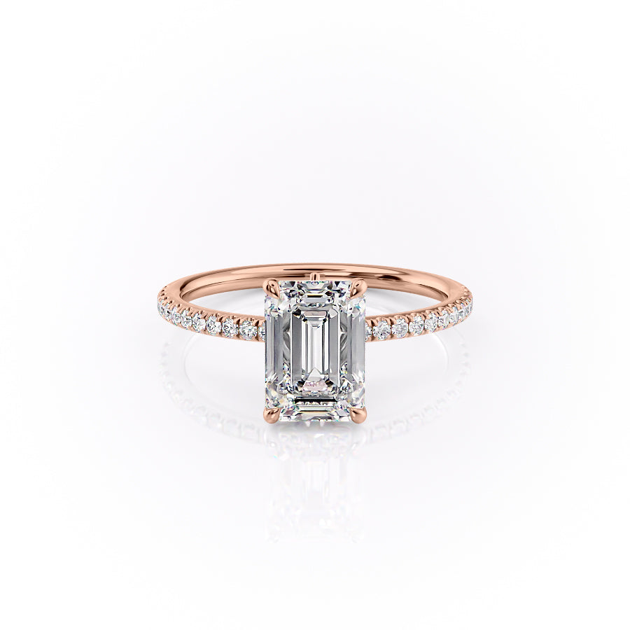 The Pave Luna Set With A 2.5 Carat Emerald Moissanite