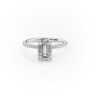 The Pave Luna Set With A 4.5 Carat Emerald Moissanite