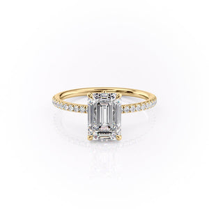 The Pave Luna Set With A 2.5 Carat Emerald Moissanite