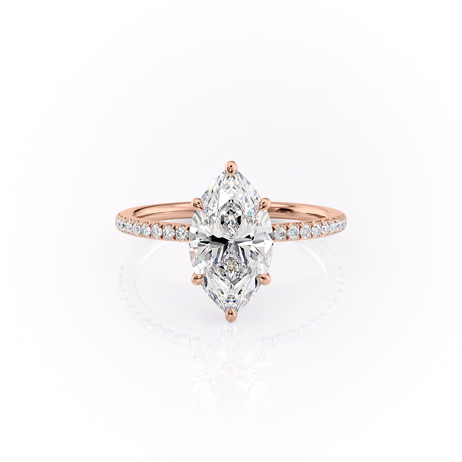 The Pave Luna Set With A 1.5 Carat Marquise Moissanite